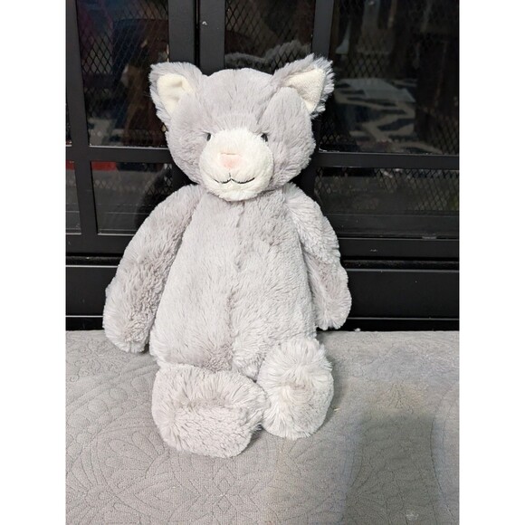 New Wo Tag Bashful Grey Kitten Jellycat Retired Cat Stuffed Animal Plush Soft - Picture 1 of 5